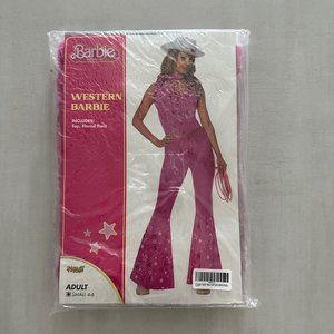 Fantasia Barbie Cowgirl Country Rosa Adulto Com Bandana